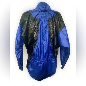 Retro 90s Nike Womens Small Oversized Running Windbreaker Jacket Blue Swirl VTG